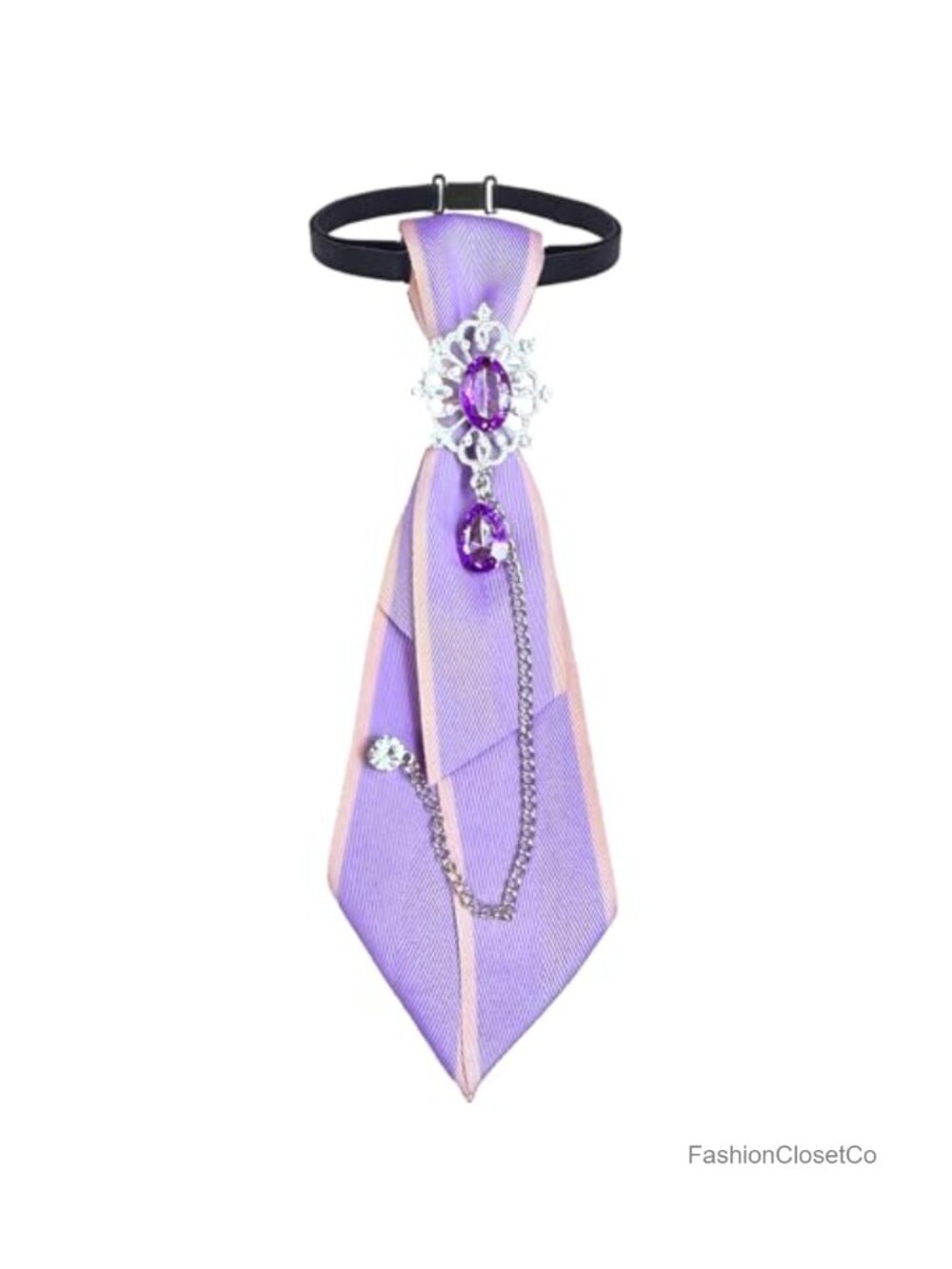 Womens Pre-Tied Bow Tie Vintage Crystal Brooch Adjustable Clip-On Necktie